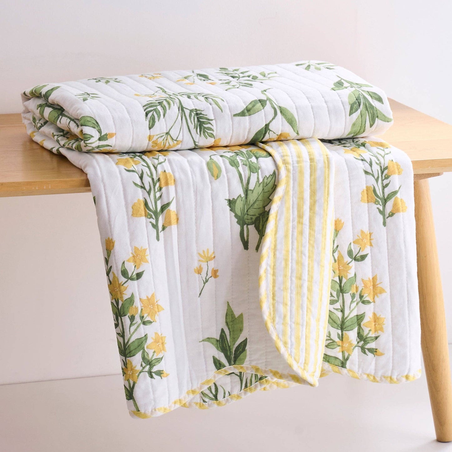 Yellow Spring Flowers Quilted Throw - The Country Rabbit Gifts & Décor
