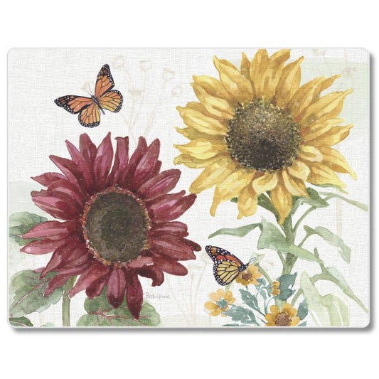 A446  Glass Counter Saver | Cutting Board 10" x 8" | Sunflower Splendor